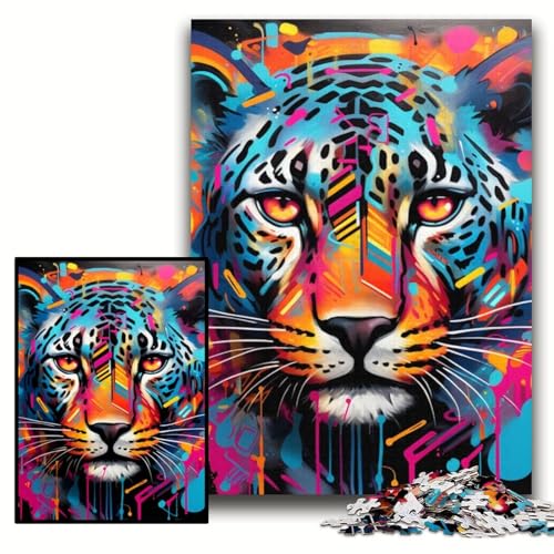 1000-teiliges Puzzle-Geschenk, Leoparden-Graffiti, Holzpuzzle, 50x75cm, Muttertag, Geburtstag, Weihnachten 1000-teiliges Puzzle-Geschenk, Leoparden-Graffiti, Holzpuzzle, 50x75cm, Muttertag, Geburtstag, Weihnachten von ZKYUBEK