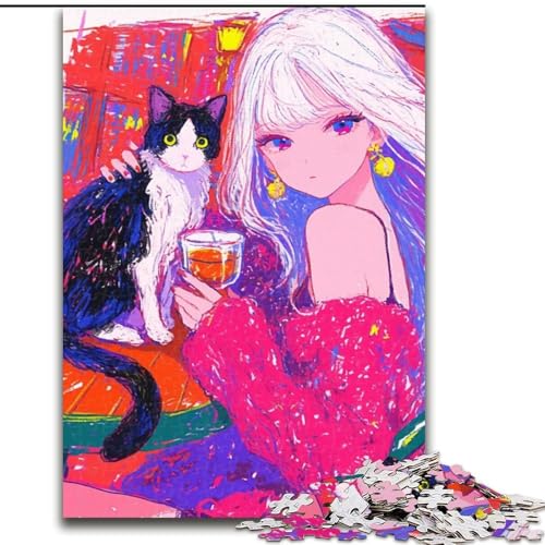 1000-teiliges Puzzle-Geschenk, Mädchen und Katze, Holzpuzzle für Erwachsene, 26x38cm, Heimaktivität für Feiertage, Geburtstage und Familienspieleabende 1000-teiliges Puzzle-Geschenk, Mädchen und Katze, Holzpuzzle für Erwachsene, 26x38cm, Heimaktivität für Feiertage, Geburtstage und Familienspieleabende von ZKYUBEK