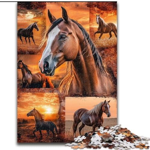 1000-teiliges Puzzle-Geschenk, Pferdecollage, Holzpuzzle für Erwachsene, 26x38cm, Heimaktivität für Feiertage, Geburtstage und Familienspieleabende 1000-teiliges Puzzle-Geschenk, Pferdecollage, Holzpuzzle für Erwachsene, 26x38cm, Heimaktivität für Feiertage, Geburtstage und Familienspieleabende von ZKYUBEK