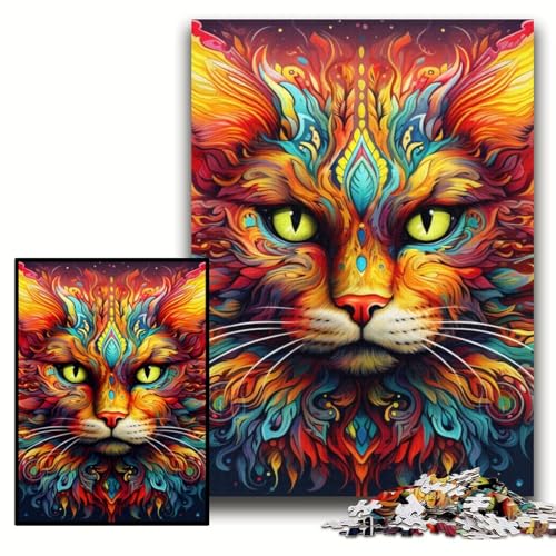 1000-teiliges Puzzle-Geschenk, Psychedelische Katze, Holzpuzzle, 50x75cm, interaktives Familienspiel, DIY-Heimdekor, Gehirn-Herausforderungsgeschenk 1000-teiliges Puzzle-Geschenk, Psychedelische Katze, Holzpuzzle, 50x75cm, interaktives Familienspiel, DIY-Heimdekor, Gehirn-Herausforderungsgeschenk von ZKYUBEK