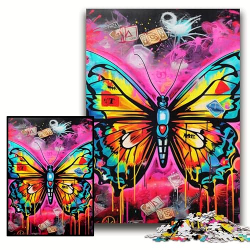 1000-teiliges Puzzle-Geschenk, Schmetterlingskunst, Graffiti, Holzpuzzle, 50x75cm, Muttertag, Geburtstag, Weihnachten 1000-teiliges Puzzle-Geschenk, Schmetterlingskunst, Graffiti, Holzpuzzle, 50x75cm, Muttertag, Geburtstag, Weihnachten von ZKYUBEK