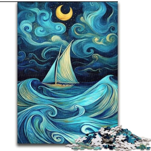 1000-teiliges Puzzle-Geschenk, Segelboot unter dem Nachthimmel, Holzpuzzle, 26x38cm, Denksportaufgabe, interaktives Familienspiel, geeignet für Kinder ab 14 Jahren 1000-teiliges Puzzle-Geschenk, Segelboot unter dem Nachthimmel, Holzpuzzle, 26x38cm, Denksportaufgabe, interaktives Familienspiel, geeignet für Kinder ab 14 Jahren von ZKYUBEK