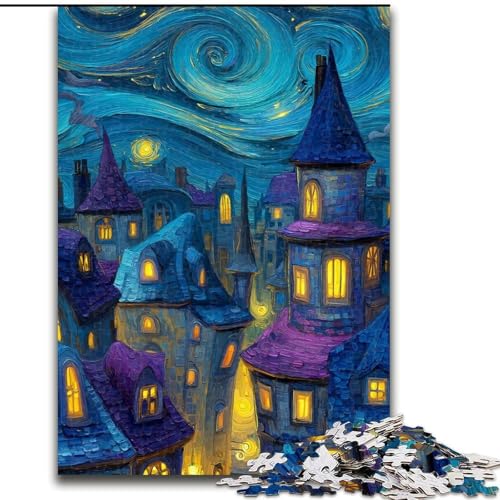 1000-teiliges Puzzle-Geschenk, Van Gogh-Nachthimmel, Holzpuzzle, 26x38cm, Denksportaufgabe, interaktives Familienspiel, geeignet für Kinder ab 14 Jahren 1000-teiliges Puzzle-Geschenk, Van Gogh-Nachthimmel, Holzpuzzle, 26x38cm, Denksportaufgabe, interaktives Familienspiel, geeignet für Kinder ab 14 Jahren von ZKYUBEK