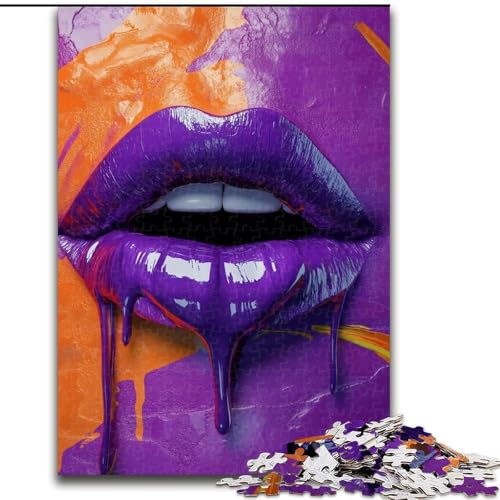 1000-teiliges Puzzle-Geschenk „Lila Lippen“, Holzpuzzle, 26x38cm, Denksportaufgabe, interaktives Familienspiel, geeignet für Kinder ab 14 Jahren 1000-teiliges Puzzle-Geschenk „Lila Lippen“, Holzpuzzle, 26x38cm, Denksportaufgabe, interaktives Familienspiel, geeignet für Kinder ab 14 Jahren von ZKYUBEK