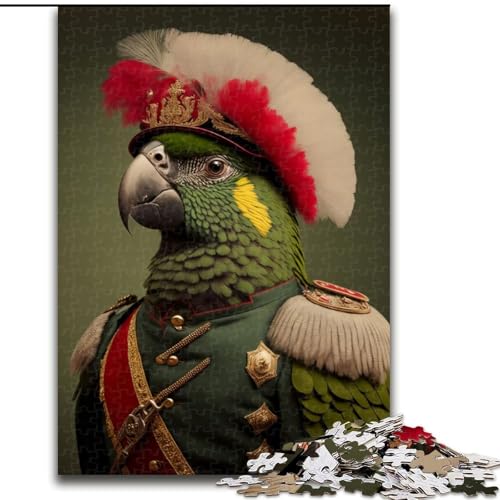 1000-teiliges Puzzle-Geschenk Papagei in Militäruniform, Puzzle für Erwachsene, Größe 26x38cm, anspruchsvolles DIY-Denkspiel für Teenager von ZKYUBEK