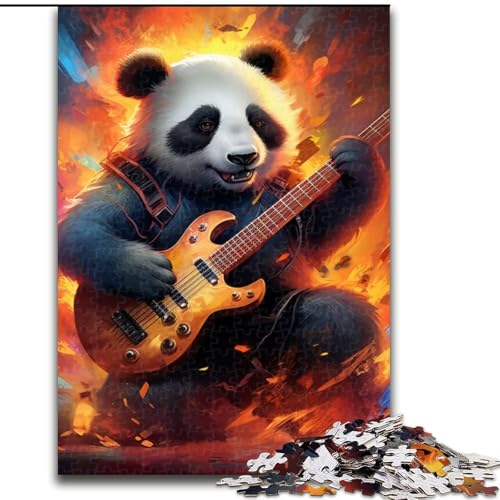 1000-teiliges Puzzle-Geschenk: Panda spielt Gitarre, Puzzle für Erwachsene, Größe 50x75cm, interaktives Familienspiel, Bastelgeschenk mit farbenfrohen Kunstwerken von ZKYUBEK