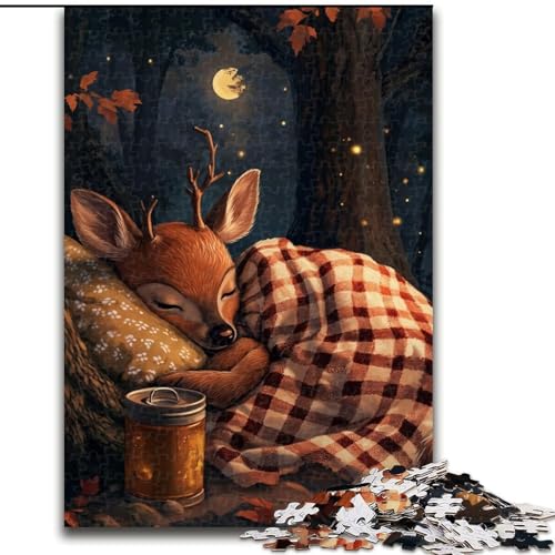 1000-teiliges Puzzle-Geschenk: Schlafender Hirsch, Holzpuzzle für Erwachsene, 26x38cm, Heimaktivität für Feiertage, Geburtstage und Familienspieleabende 1000-teiliges Puzzle-Geschenk: Schlafender Hirsch, Holzpuzzle für Erwachsene, 26x38cm, Heimaktivität für Feiertage, Geburtstage und Familienspieleabende von ZKYUBEK