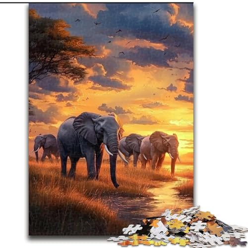 1000-teiliges Puzzle-Geschenke Afrikanischer Elefant Holzpuzzle 26x38cm Denkspiel, interaktives Familienspiel, geeignet für Kinder ab 14 Jahren 1000-teiliges Puzzle-Geschenke Afrikanischer Elefant Holzpuzzle 26x38cm Denkspiel, interaktives Familienspiel, geeignet für Kinder ab 14 Jahren von ZKYUBEK