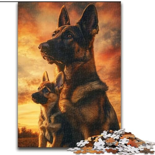 1000-teiliges Puzzle-Geschenke: Deutscher Schäferhund, Holzpuzzle, 26x38cm, Denksportaufgabe, interaktives Familienspiel, geeignet für Kinder ab 14 Jahren von ZKYUBEK