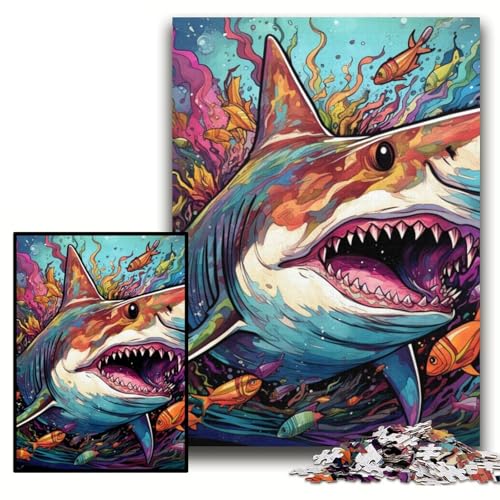 1000-teiliges Puzzle Hai, Kartonpuzzle für Erwachsene, 26x38cm, Muttertag, Geburtstage, Weihnachten 1000-teiliges Puzzle Hai, Kartonpuzzle für Erwachsene, 26x38cm, Muttertag, Geburtstage, Weihnachten von ZKYUBEK