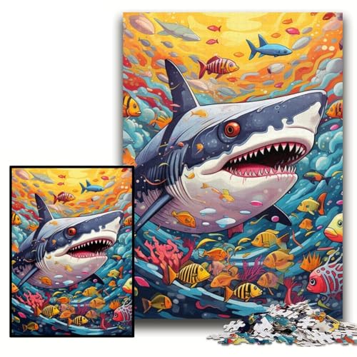 1000-teiliges Puzzle Hai, schwierige Puzzles für Erwachsene, 26x38cm, perfekt als Geburtstags-, Weihnachts 1000-teiliges Puzzle Hai, schwierige Puzzles für Erwachsene, 26x38cm, perfekt als Geburtstags-, Weihnachts von ZKYUBEK