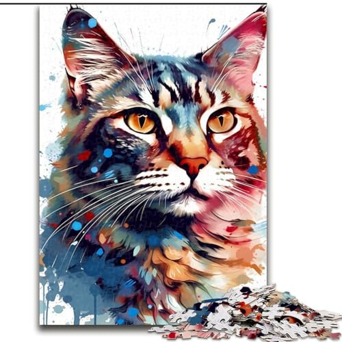 1000-teiliges Puzzle Katze, farbenfroh, anspruchsvolle Puzzles, Größe 50x75cm, anspruchsvolles Denkspiel – entspannendes Spielzeug für Teenager von ZKYUBEK