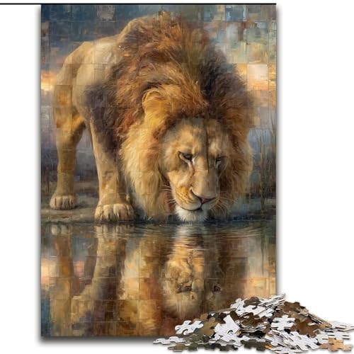 1000-teiliges Puzzle Löwenreflexion aus Karton, 26x38cm, anspruchsvolles Denkspiel – entspannendes Spielzeug für Teenager 1000-teiliges Puzzle Löwenreflexion aus Karton, 26x38cm, anspruchsvolles Denkspiel – entspannendes Spielzeug für Teenager von ZKYUBEK