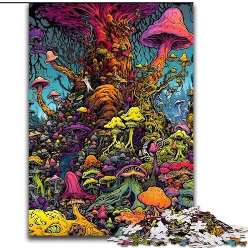 1000-teiliges Puzzle Magische Pilze, Holzpuzzle, Größe 50x75cm, anspruchsvolles Denkspiel – entspannendes Spielzeug für Teenager von ZKYUBEK