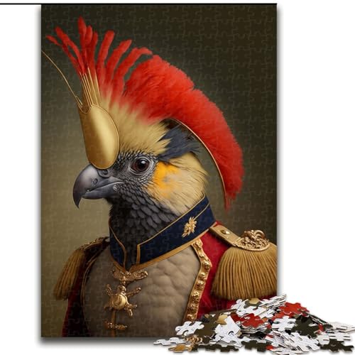 1000-teiliges Puzzle Papagei in Militäruniform, unmögliches Puzzle für Erwachsene, Größe 26x38cm, für Feiertage, Geburtstage und Spieleabende mit der Familie von ZKYUBEK