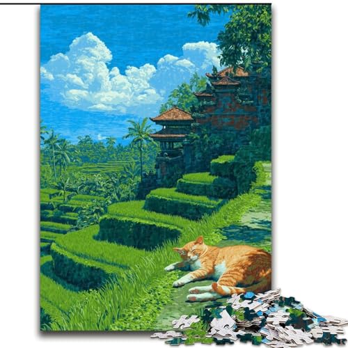 1000-teiliges Puzzle Schöne orange Katze, Holzpuzzle, 50x75cm, anspruchsvolles Denkspiel – entspannendes Spielzeug für Teenager von ZKYUBEK