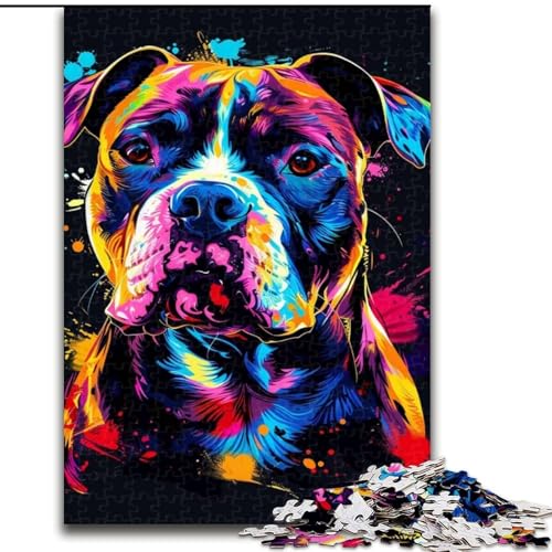 1000-teiliges Puzzle Staffordshire Bull Terrier, Größe 50x75cm, anspruchsvolles Denkspiel für Teenager, unterhaltsames interaktives Spiel für die ganze Familie von ZKYUBEK