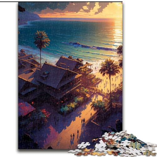1000-teiliges Puzzle Strandresort, anspruchsvolle Puzzles, Größe 50x75cm, anspruchsvolles Denkspiel – entspannendes Spielzeug für Teenager von ZKYUBEK