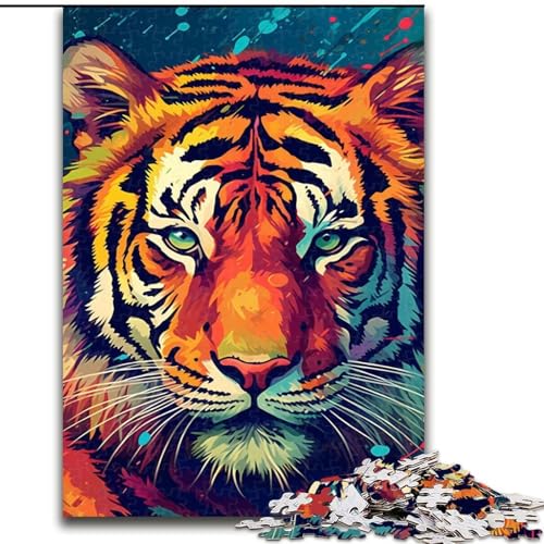 1000-teiliges Puzzle Tiger. Buntes Puzzle aus Karton, Größe 26x38cm. Anspruchsvolles Denkspiel – Entspannendes Spielzeug für Teenager von ZKYUBEK