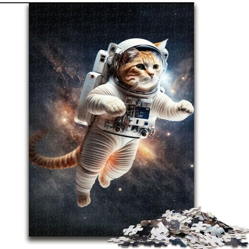 1000-teiliges Puzzle für Erwachsene, Astronautenkatze im Weltraum, Puzzle für Erwachsene, Größe 26x38cm, Geburtstagsgeschenkidee, anspruchsvolles Denkspiel von ZKYUBEK