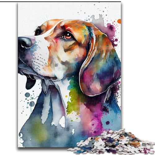 1000-teiliges Puzzle für Erwachsene, Beagle-Aquarellhund, Papppuzzle für Erwachsene, Größe 26x38cm, schwieriges Denkspiel für Teenager von ZKYUBEK
