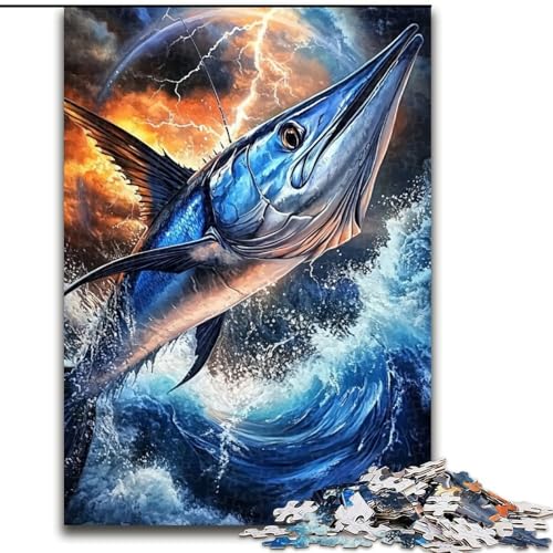 1000-teiliges Puzzle für Erwachsene, Blauer Marlin, Holzpuzzle, 50x75cm, interaktives Familienspiel, Denksportaufgabe, Lernspielzeug 1000-teiliges Puzzle für Erwachsene, Blauer Marlin, Holzpuzzle, 50x75cm, interaktives Familienspiel, Denksportaufgabe, Lernspielzeug von ZKYUBEK