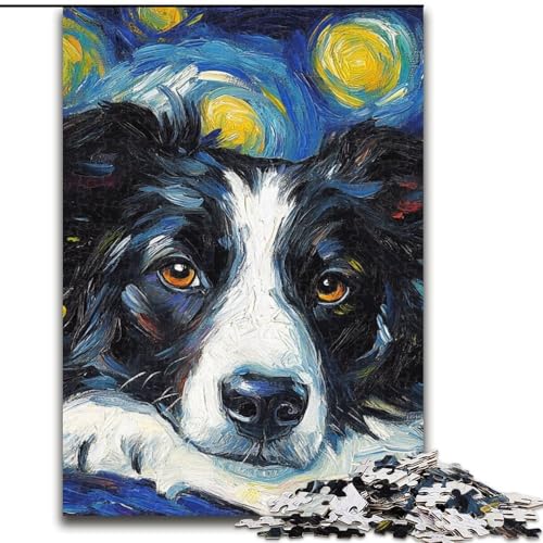 1000-teiliges Puzzle für Erwachsene, Border Collie-Nachthimmel, Holzpuzzle, Größe 50x75cm, interaktives Familienspiel, Denksportaufgabe, Lernspielzeug 1000-teiliges Puzzle für Erwachsene, Border Collie-Nachthimmel, Holzpuzzle, Größe 50x75cm, interaktives Familienspiel, Denksportaufgabe, Lernspielzeug von ZKYUBEK