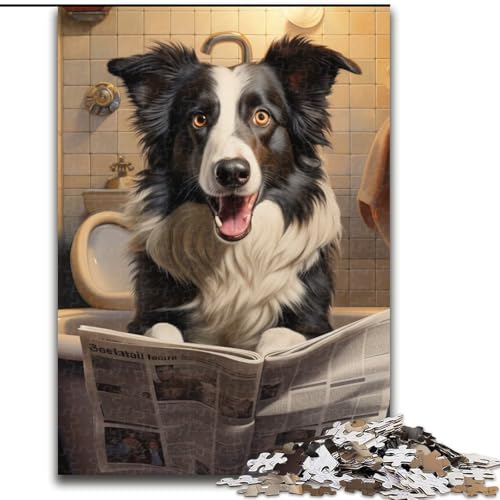 1000-teiliges Puzzle für Erwachsene, Border Collie liest Zeitung, Karton-Puzzle, Größe 26x38cm, interaktives Familienspiel, Denksportaufgabe, Lernspielzeug von ZKYUBEK