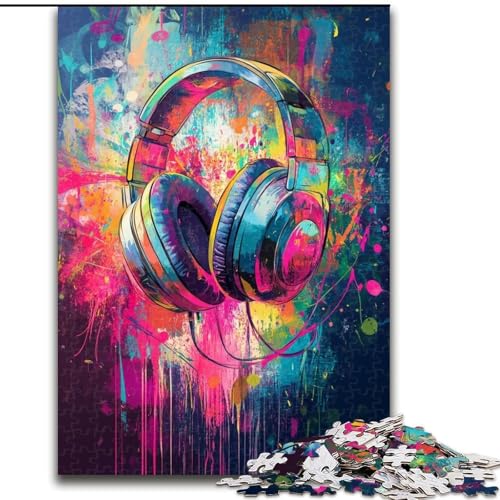 1000-teiliges Puzzle für Erwachsene, Bunte Kopfhörer, 1000-teiliges Puzzle für Erwachsene, pädagogisches und unterhaltsames Indoor-Spiel für die Heimdekoration, 26x38cm 1000-teiliges Puzzle für Erwachsene, Bunte Kopfhörer, 1000-teiliges Puzzle für Erwachsene, pädagogisches und unterhaltsames Indoor-Spiel für die Heimdekoration, 26x38cm von ZKYUBEK