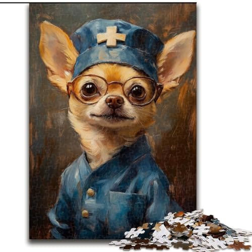1000-teiliges Puzzle für Erwachsene, Chihuahua-Krankenschwester, Holzpuzzle, 50x75cm, Eltern, Partner, Freunde – ab 14 Jahren von ZKYUBEK