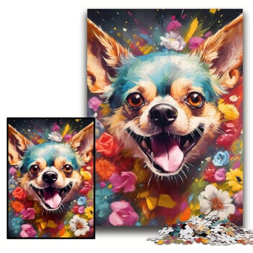 1000-teiliges Puzzle für Erwachsene, Chihuahua-Puzzle aus Pappe, 26x38cm, entspannende Unterhaltung, Heimdekoration 1000-teiliges Puzzle für Erwachsene, Chihuahua-Puzzle aus Pappe, 26x38cm, entspannende Unterhaltung, Heimdekoration von ZKYUBEK