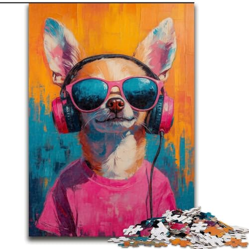 1000-teiliges Puzzle für Erwachsene, Chihuahua hört Musik, Papppuzzle, 26x38cm, Eltern, Partner, Freunde – ab 14 Jahren von ZKYUBEK