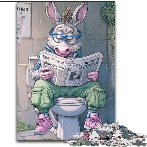 1000-teiliges Puzzle für Erwachsene, Donkey Go Toilet, Holzpuzzle, Größe 50x75cm, perfekt als Geburtstags-, Weihnachts 1000-teiliges Puzzle für Erwachsene, Donkey Go Toilet, Holzpuzzle, Größe 50x75cm, perfekt als Geburtstags-, Weihnachts von ZKYUBEK
