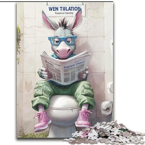 1000-teiliges Puzzle für Erwachsene, Donkey Go Toilet-Puzzles für Erwachsene, Größe 50x75cm, Heimdekoration und Urlaubsspaß von ZKYUBEK
