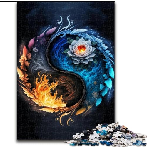 1000-teiliges Puzzle für Erwachsene, EIS- und Feuer-Puzzle, Größe 50x75cm, anspruchsvolles Denkspiel – entspannendes Spielzeug für Teenager von ZKYUBEK