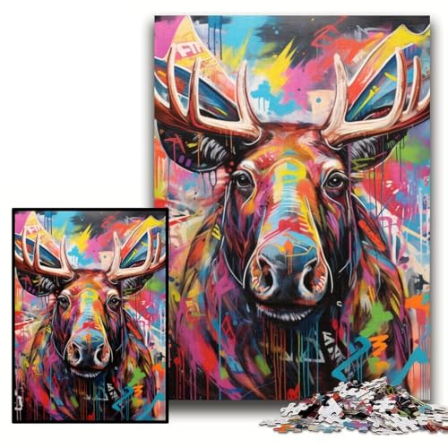 1000-teiliges Puzzle für Erwachsene, Elch-Graffiti-Puzzle aus Pappe, 26x38cm, Denkspiel für Teenager und Familieninteraktion von ZKYUBEK