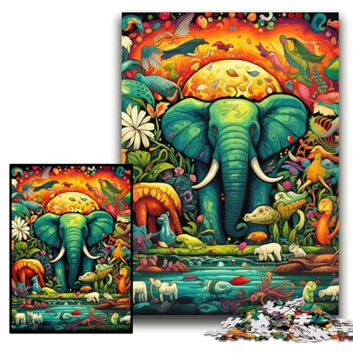 1000-teiliges Puzzle für Erwachsene, Elefanten-Kunstpuzzle für Erwachsene, 26x38cm, perfekt für Familienspaß an Weihnachten, Thanksgiving, Geburtstagen und Ostern 1000-teiliges Puzzle für Erwachsene, Elefanten-Kunstpuzzle für Erwachsene, 26x38cm, perfekt für Familienspaß an Weihnachten, Thanksgiving, Geburtstagen und Ostern von ZKYUBEK