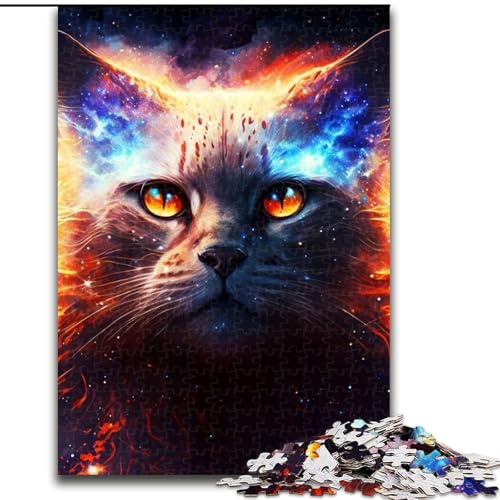 1000-teiliges Puzzle für Erwachsene, Feuer-Katzengesicht malen, schwierige Puzzles für Erwachsene, Größe 26x38cm, Spaß für den Familienspielabend, dekoratives Kunstwerk zum Selbermachen von ZKYUBEK