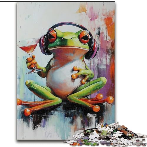 1000-teiliges Puzzle für Erwachsene, Frosch hört Musik, Holzpuzzle für Erwachsene für Geburtstage, Feiertage und besondere Anlässe, 50x75cm 1000-teiliges Puzzle für Erwachsene, Frosch hört Musik, Holzpuzzle für Erwachsene für Geburtstage, Feiertage und besondere Anlässe, 50x75cm von ZKYUBEK