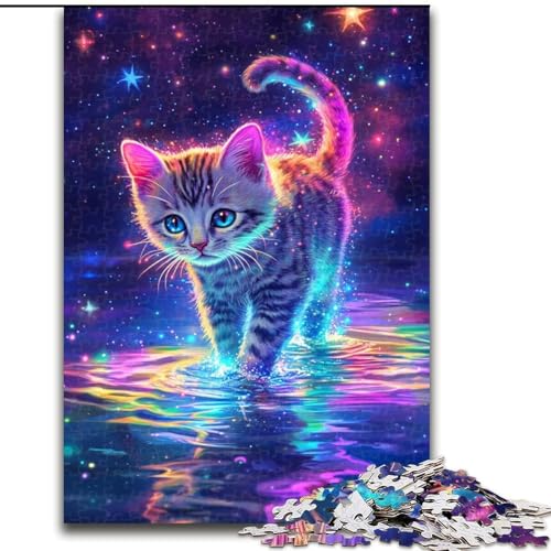 1000-teiliges Puzzle für Erwachsene, Galaxie-Katze, Holzpuzzle, 50x75cm, anspruchsvolles DIY-Denkspiel, perfektes Familienspiel oder dekoratives Geschenk von ZKYUBEK