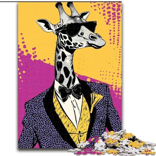 1000-teiliges Puzzle für Erwachsene, Giraffe im Anzug, Puzzle für Erwachsene, 1000 Teile, ideales Urlaubs- oder Geburtstagsgeschenk, Partyspielspielzeug, 26x38cm 1000-teiliges Puzzle für Erwachsene, Giraffe im Anzug, Puzzle für Erwachsene, 1000 Teile, ideales Urlaubs- oder Geburtstagsgeschenk, Partyspielspielzeug, 26x38cm von ZKYUBEK