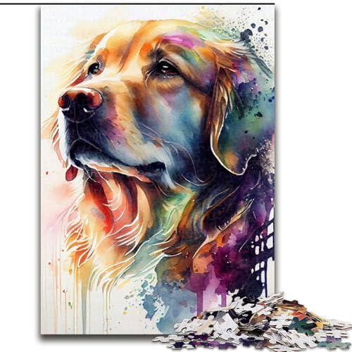 1000-teiliges Puzzle für Erwachsene, Golden Retriever-Farbpuzzle für Erwachsene, Größe 26x38cm, für Reiseliebhaber und Paare, anspruchsvolles Spielzeug von ZKYUBEK