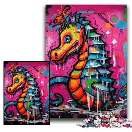 1000-teiliges Puzzle für Erwachsene, Graffiti-Malerei, Seepferdchen, Papppuzzle, 26x38cm, Denkspiel für Teenager und Familieninteraktion 1000-teiliges Puzzle für Erwachsene, Graffiti-Malerei, Seepferdchen, Papppuzzle, 26x38cm, Denkspiel für Teenager und Familieninteraktion von ZKYUBEK