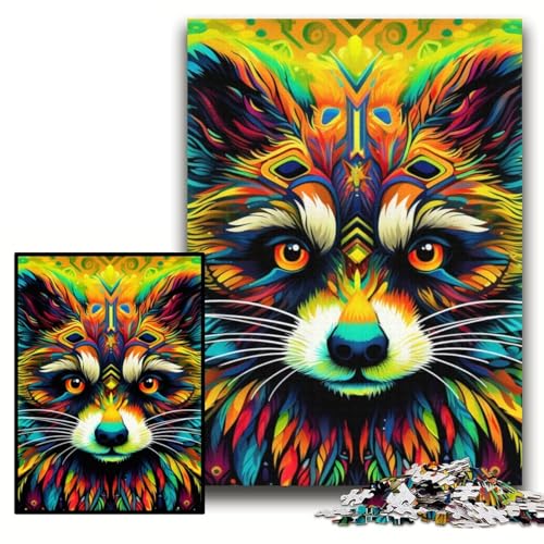 1000-teiliges Puzzle für Erwachsene, Grüner Waschbär, Puzzle für Erwachsene, 26x38cm, für Teenager, Familienspieleabend, gehirnfordernde Geschenkidee 1000-teiliges Puzzle für Erwachsene, Grüner Waschbär, Puzzle für Erwachsene, 26x38cm, für Teenager, Familienspieleabend, gehirnfordernde Geschenkidee von ZKYUBEK