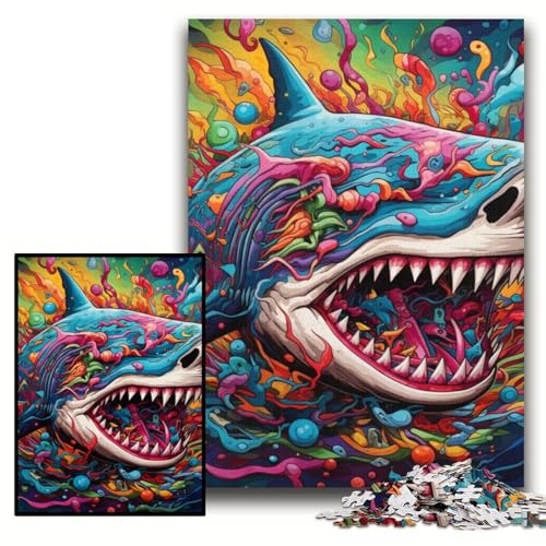 1000-teiliges Puzzle für Erwachsene, Hai-Puzzle für Erwachsene, 26x38cm, kreatives Familienspiel und Heimdekoration, Teenager 1000-teiliges Puzzle für Erwachsene, Hai-Puzzle für Erwachsene, 26x38cm, kreatives Familienspiel und Heimdekoration, Teenager von ZKYUBEK