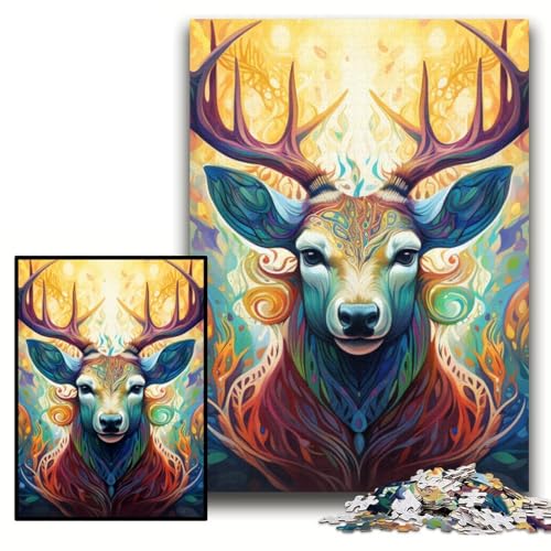 1000-teiliges Puzzle für Erwachsene, Hirsch, psychedelische Kunst, Puzzles für Erwachsene, 26x38cm, pädagogisches Denkspiel, künstlerische Heim- und Bürodekoration, ab 14 Jahren 1000-teiliges Puzzle für Erwachsene, Hirsch, psychedelische Kunst, Puzzles für Erwachsene, 26x38cm, pädagogisches Denkspiel, künstlerische Heim- und Bürodekoration, ab 14 Jahren von ZKYUBEK
