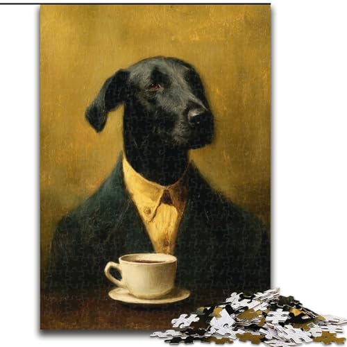 1000-teiliges Puzzle für Erwachsene, Hund trinkt Kaffee, Holzpuzzle, 50x75cm, interaktives Familienspiel, Denksportaufgabe, Lernspielzeug 1000-teiliges Puzzle für Erwachsene, Hund trinkt Kaffee, Holzpuzzle, 50x75cm, interaktives Familienspiel, Denksportaufgabe, Lernspielzeug von ZKYUBEK