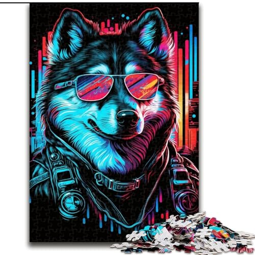 1000-teiliges Puzzle für Erwachsene, Husky mit Brille, Holzpuzzle, Größe 50x75cm, interaktives Familienspiel, Denksportaufgabe, Lernspielzeug 1000-teiliges Puzzle für Erwachsene, Husky mit Brille, Holzpuzzle, Größe 50x75cm, interaktives Familienspiel, Denksportaufgabe, Lernspielzeug von ZKYUBEK