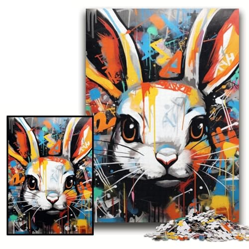 1000-teiliges Puzzle für Erwachsene, Kaninchen-Graffiti, Kartonpuzzle, 26x38cm, Denkspiel für Teenager und Familieninteraktion 1000-teiliges Puzzle für Erwachsene, Kaninchen-Graffiti, Kartonpuzzle, 26x38cm, Denkspiel für Teenager und Familieninteraktion von ZKYUBEK
