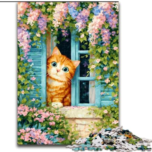 1000-teiliges Puzzle für Erwachsene, Katze am Fenster, Holzpuzzle, 50x75cm, interaktives Familienspiel, Denksportaufgabe, Lernspielzeug 1000-teiliges Puzzle für Erwachsene, Katze am Fenster, Holzpuzzle, 50x75cm, interaktives Familienspiel, Denksportaufgabe, Lernspielzeug von ZKYUBEK
